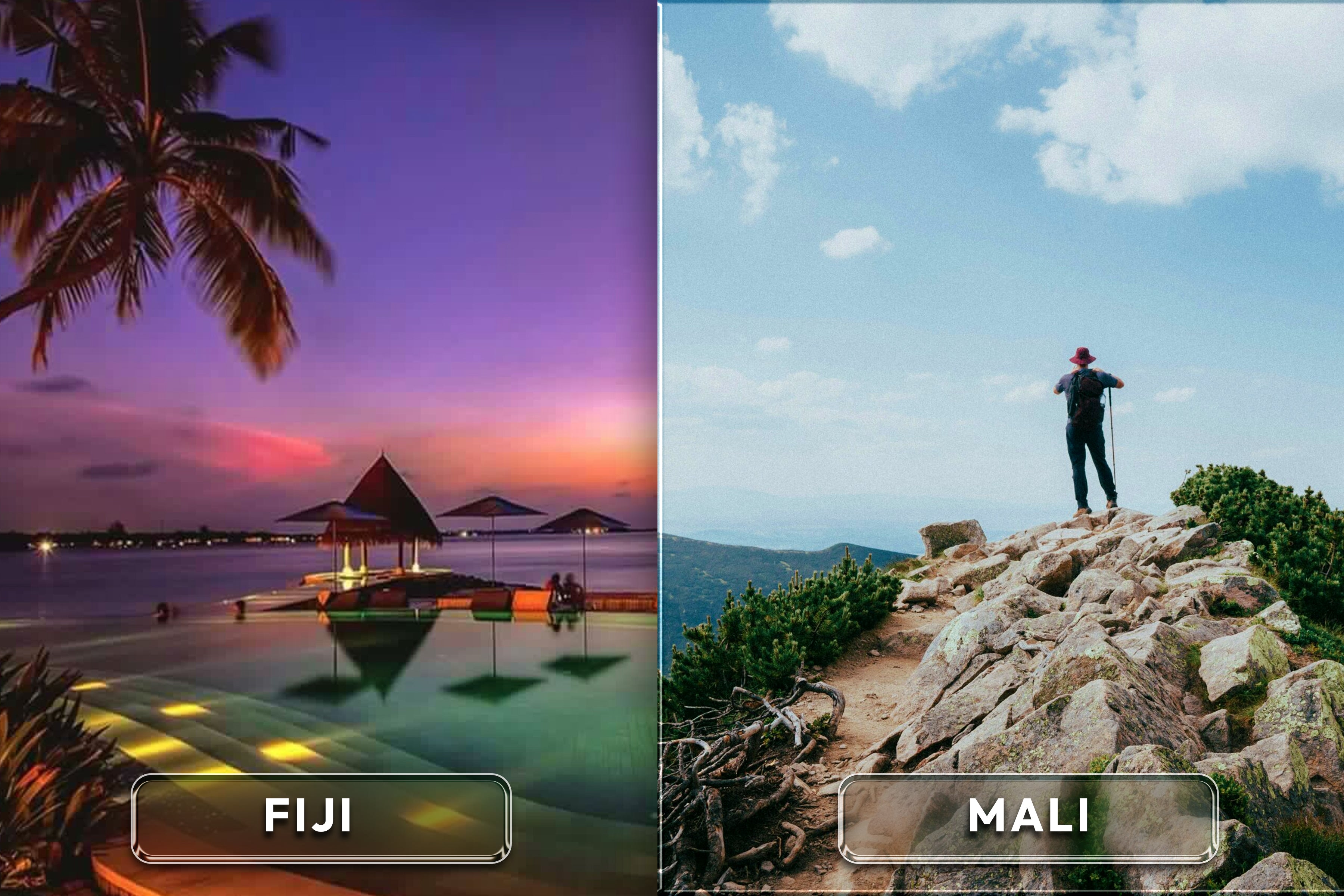 Beautiful views from Fiji and Mali, showcasing contrasting cultures.