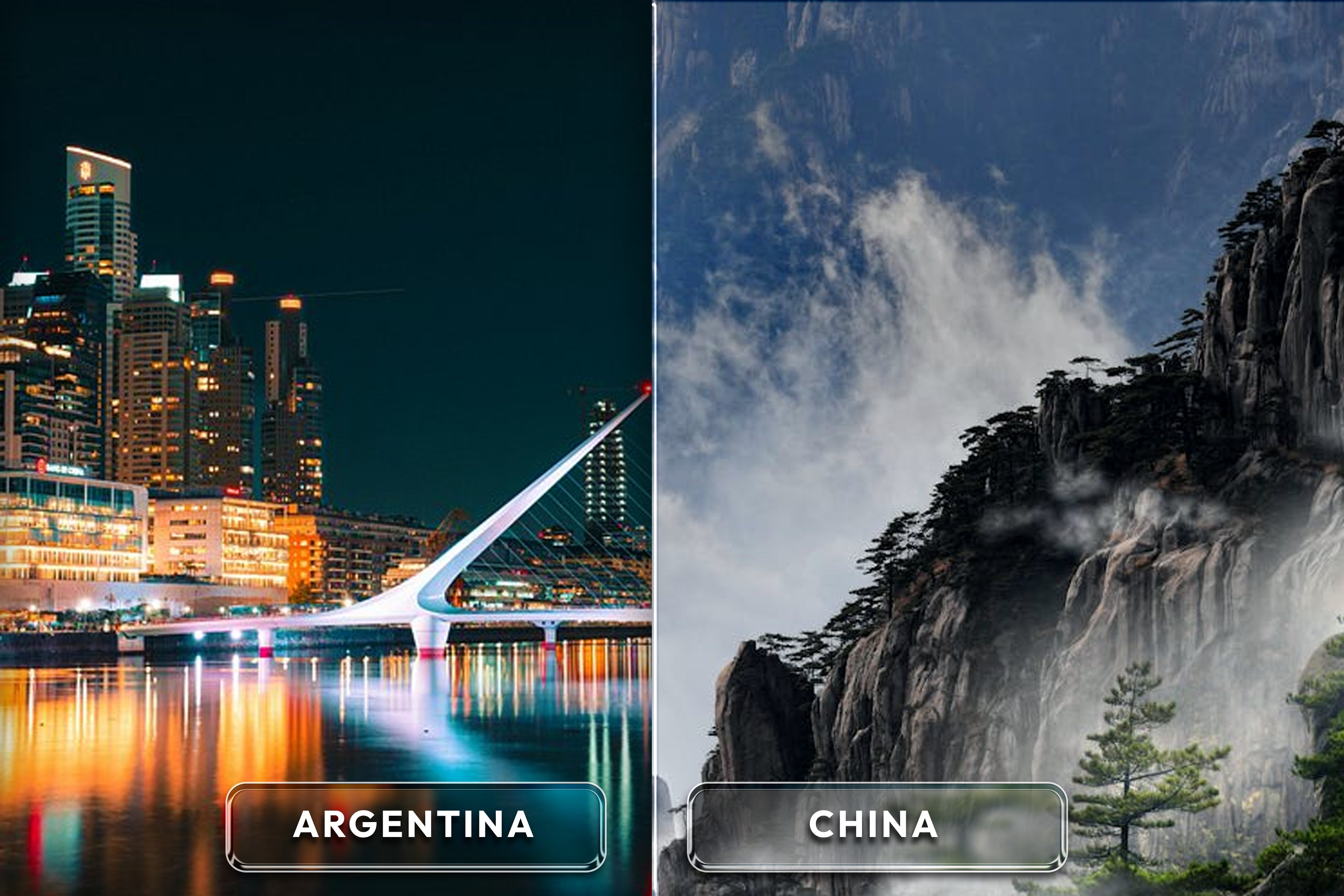 Cultural highlights from China and Argentina representing travel opposites.